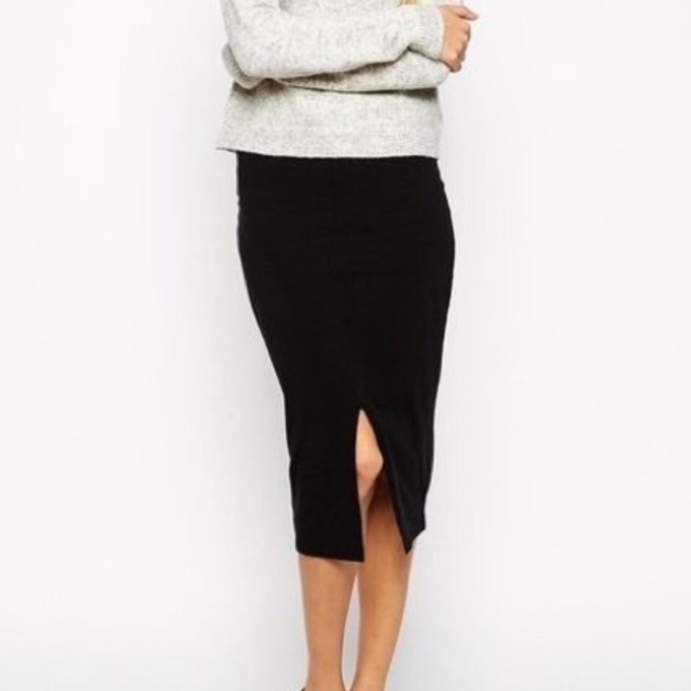 Zara Trafaluc Green Tube Skirt with Front Slit